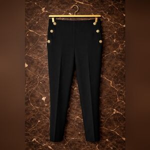 Zara Black Straight Leg Pants with Gold Button Details